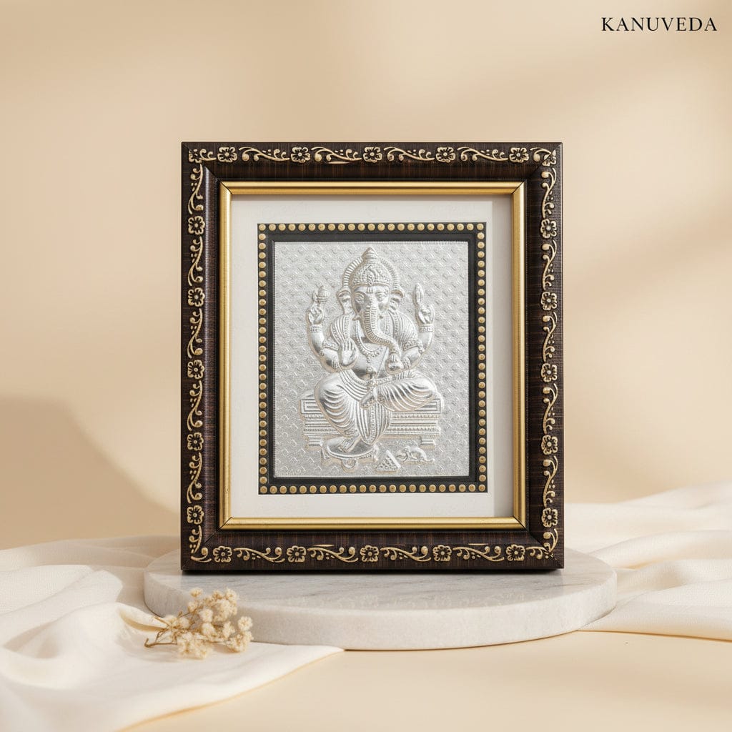 Vighnaharta Silver Embossed Frame