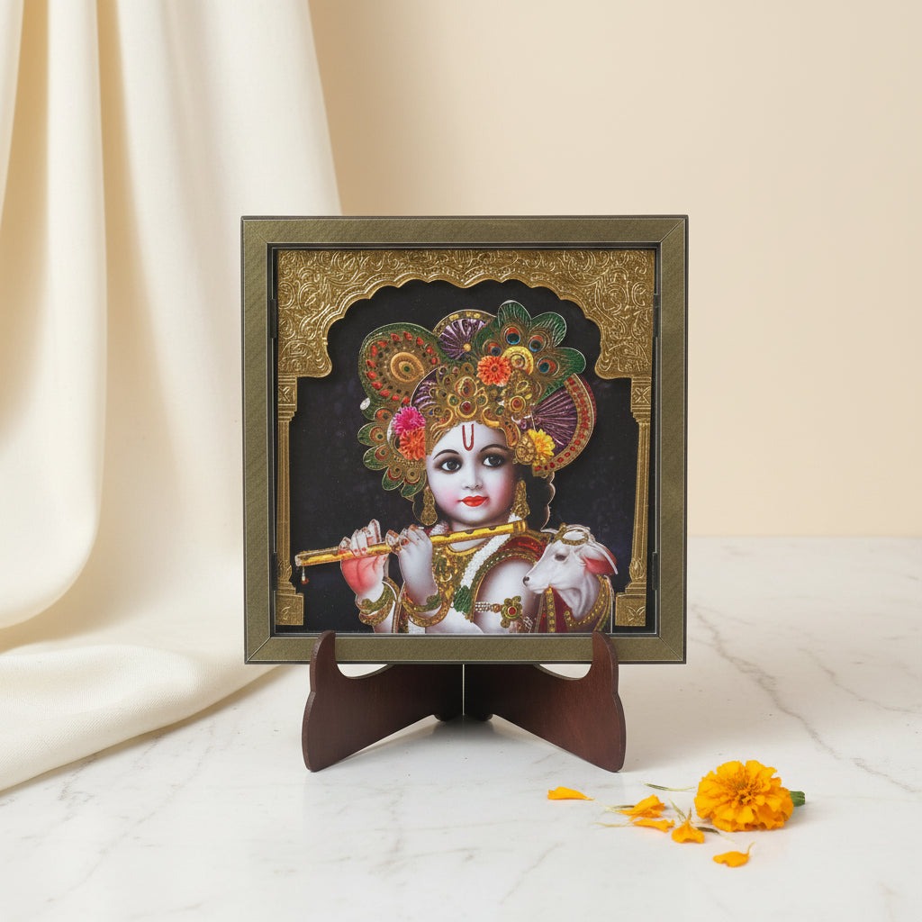 Divine Melody: Bal Krishna 99 Silver-Plated Frame