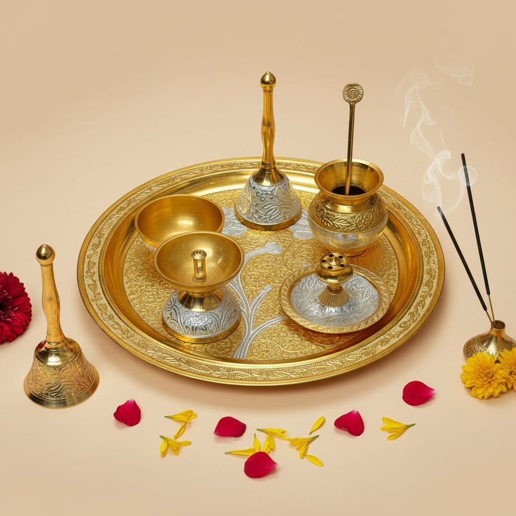 Gold–Silver Plated Pooja Thali Set