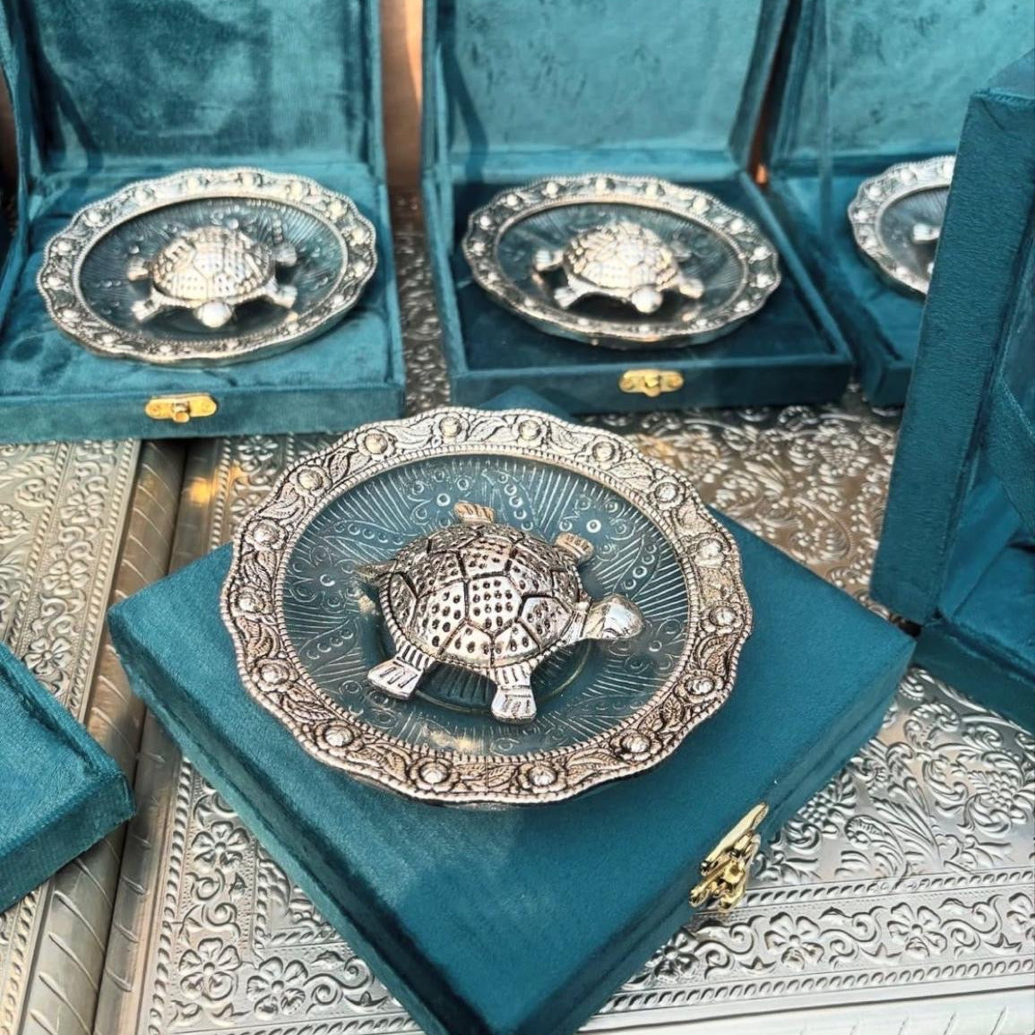 Kurma Shree – 99% Silver-Plated Auspicious Turtle Tray