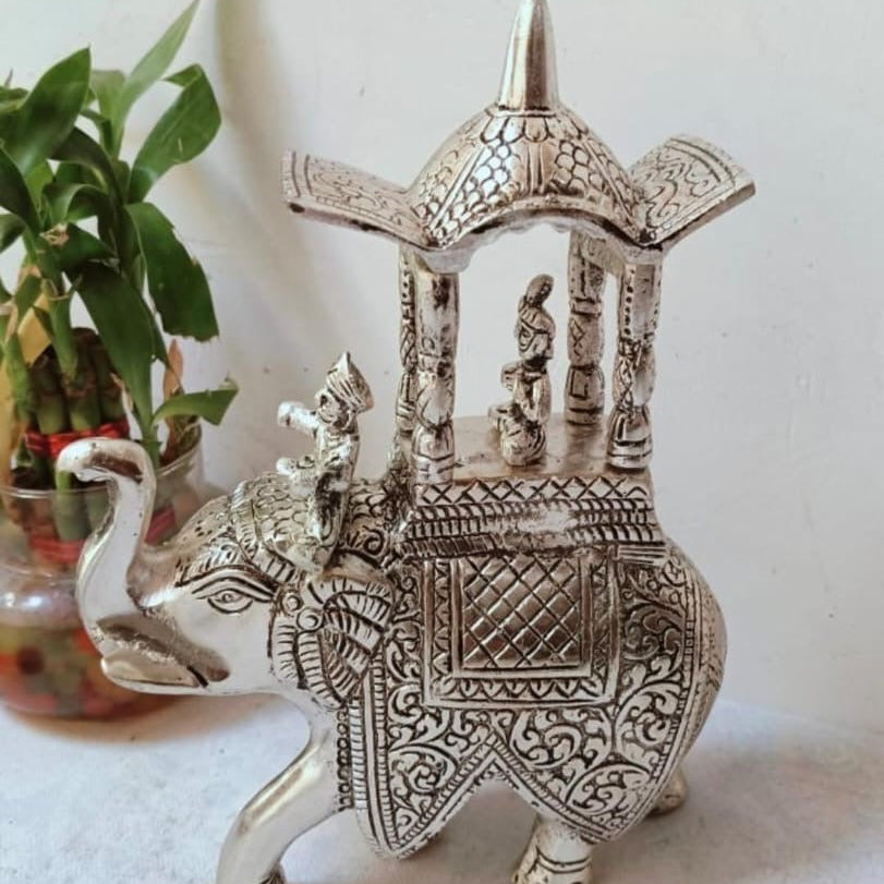 Raj Gaj Mandap – 99% Silver-Plated Royal Procession Idol