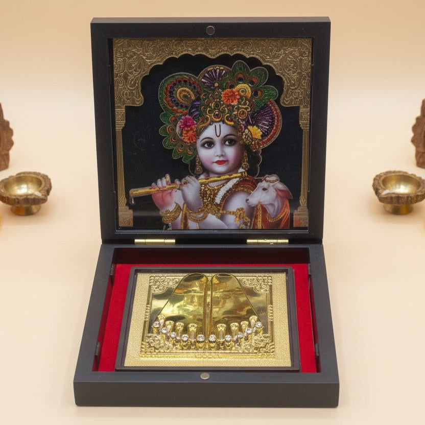Eternal Grace: Bal Krishna 99 Silver-Plated Charan Paduka Box