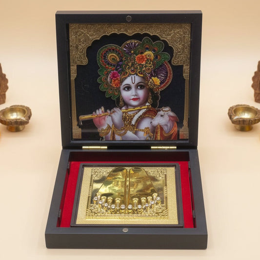 Eternal Grace: Bal Krishna 99 Silver-Plated Charan Paduka Box