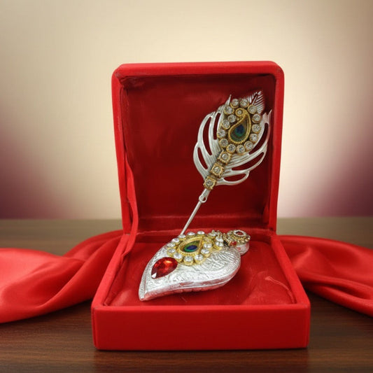 Shri Krishna Mor Pankh Decorative Pen with Kumkum Holder
