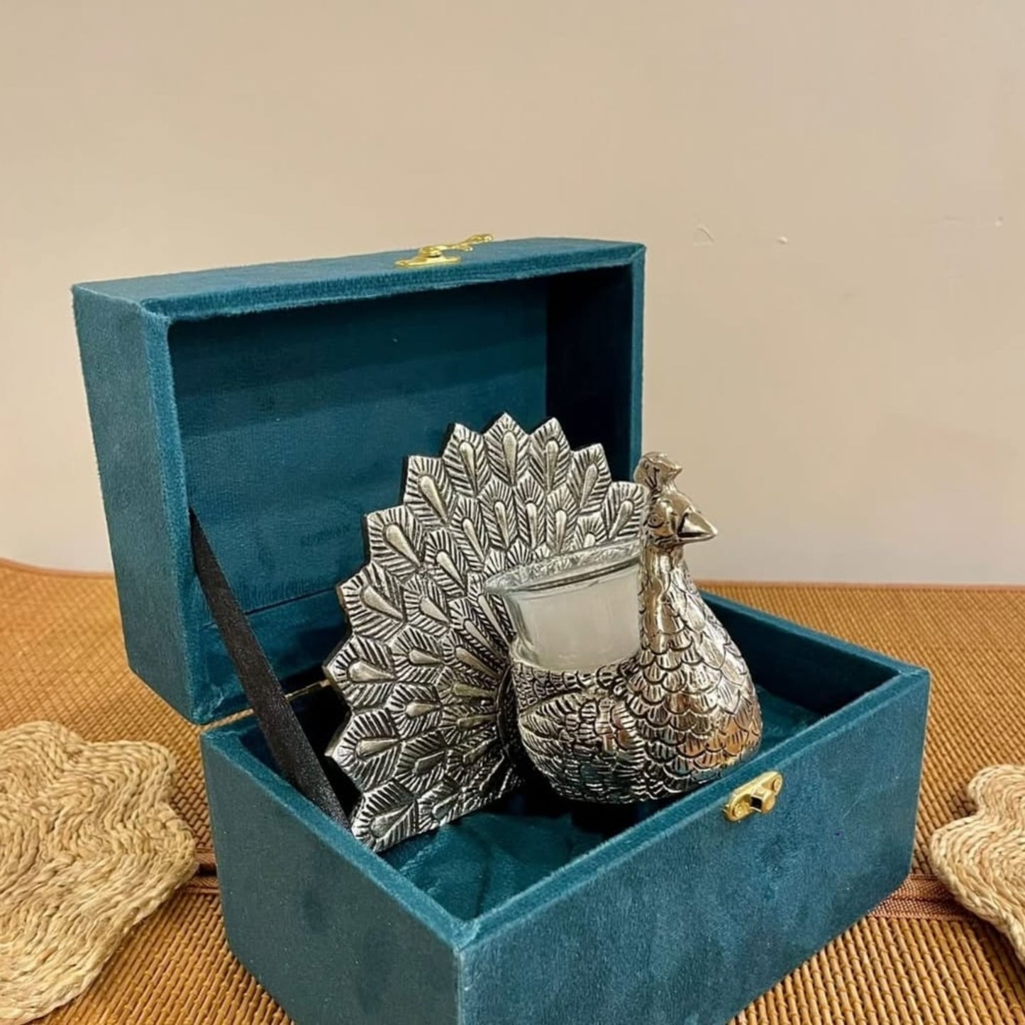 Peacock Design Metal Agarbatti Stand / Incense Holder – Antique Silver Finish (Gift Box)