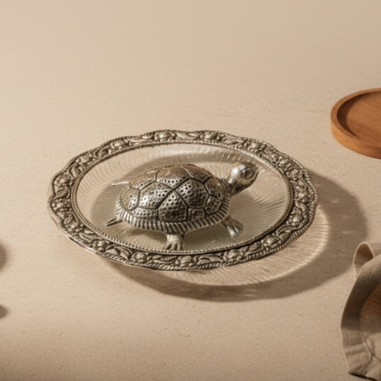Antique Silver Turtle Trinket Dish