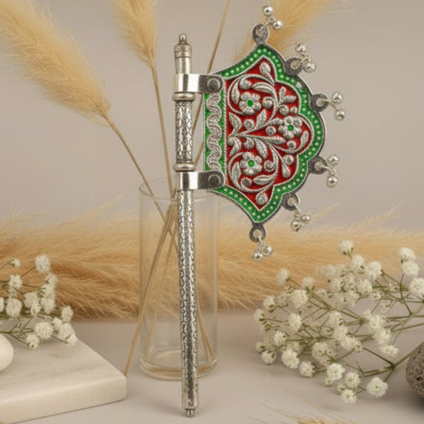 Silver-Plated Pichwai Style Chowki Key (Decorative Temple Key